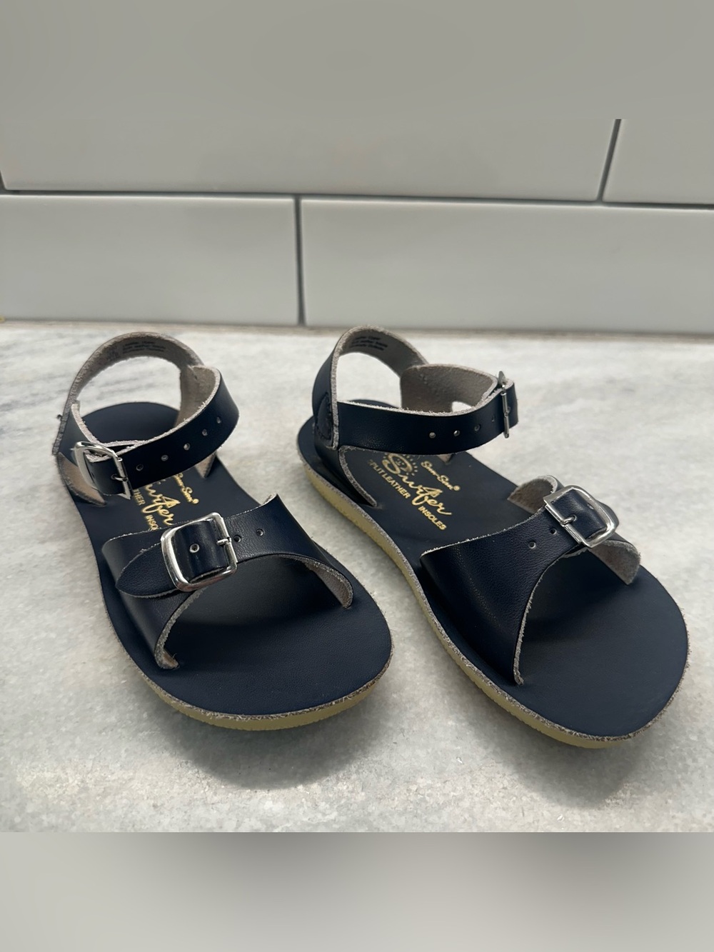 Kids 10 Saltwater Sun San Surfer NAVY sandals